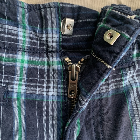 GAP Navy Blue & Green Plaid Shorts Boys 7 EUC Adjustable Waist - Picture 4 of 9